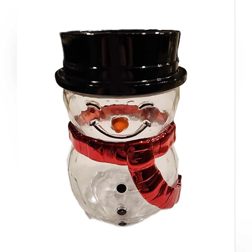 Bath & Body Works Faceted Glass Snowman Single Wick Candle Holder